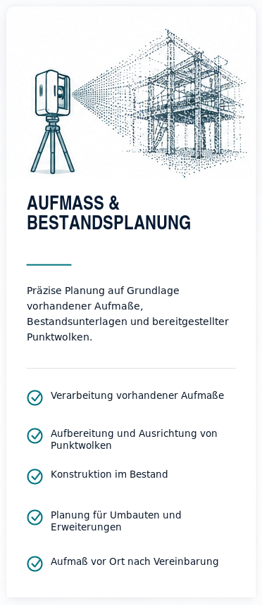 Aufmaßverarbeitung, Punktwolken und Bestandsplanung
