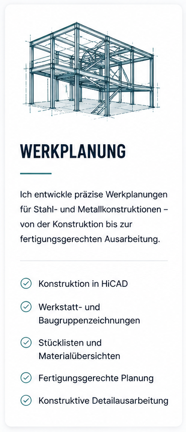 Werkplanung und CAD-Konstruktion für Stahlbau und Metallbau